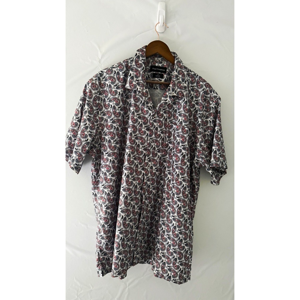 Paul Fredrick Men's XL Classic Fit Short Sleeve Paisley Cotton Modal Shirt